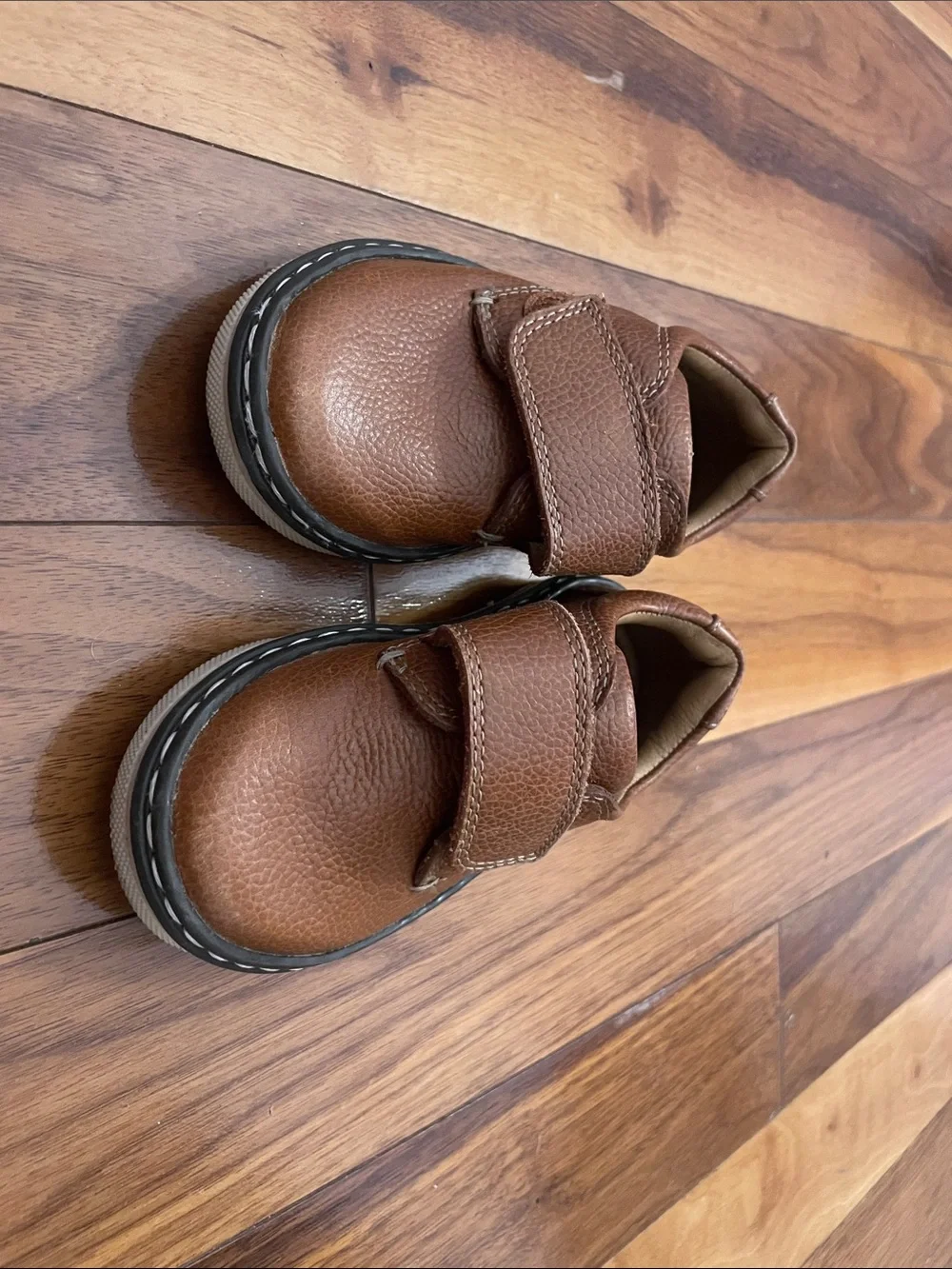 Johnston & Murphy Toddler Brown Leather Velcro Shoes